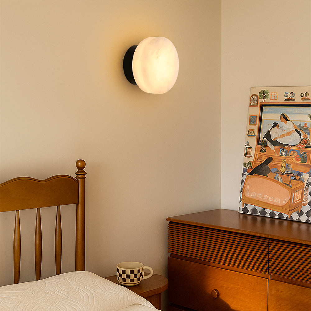 Artisanova Premium Marble Wall Sconce With Polished Metal Frame