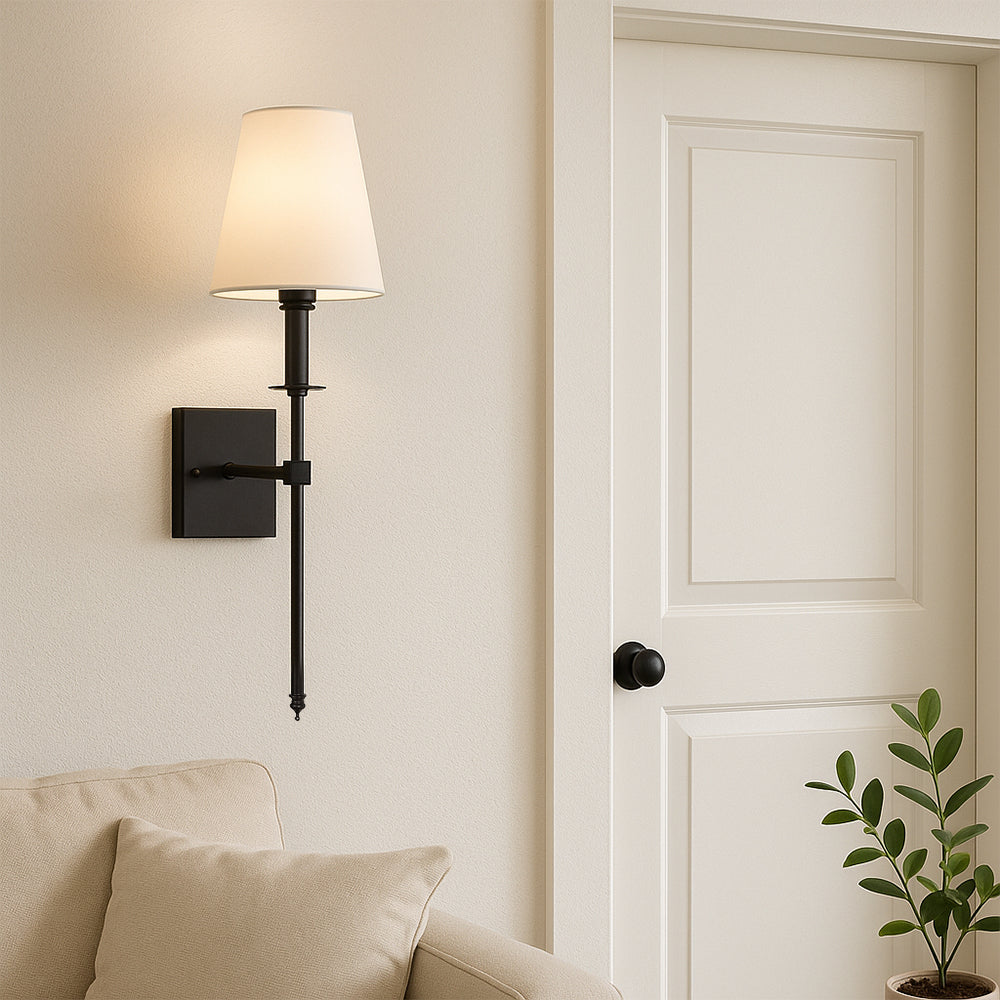 Modern Minimalist Wired Wall Light With Soft Fabric Diffuser Shade