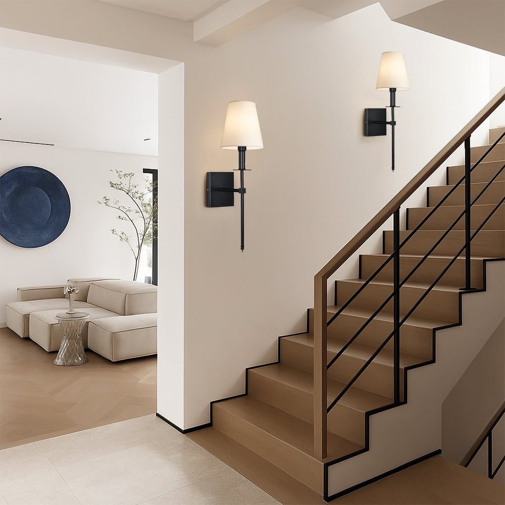 Modern Minimalist Wired Wall Light With Soft Fabric Diffuser Shade