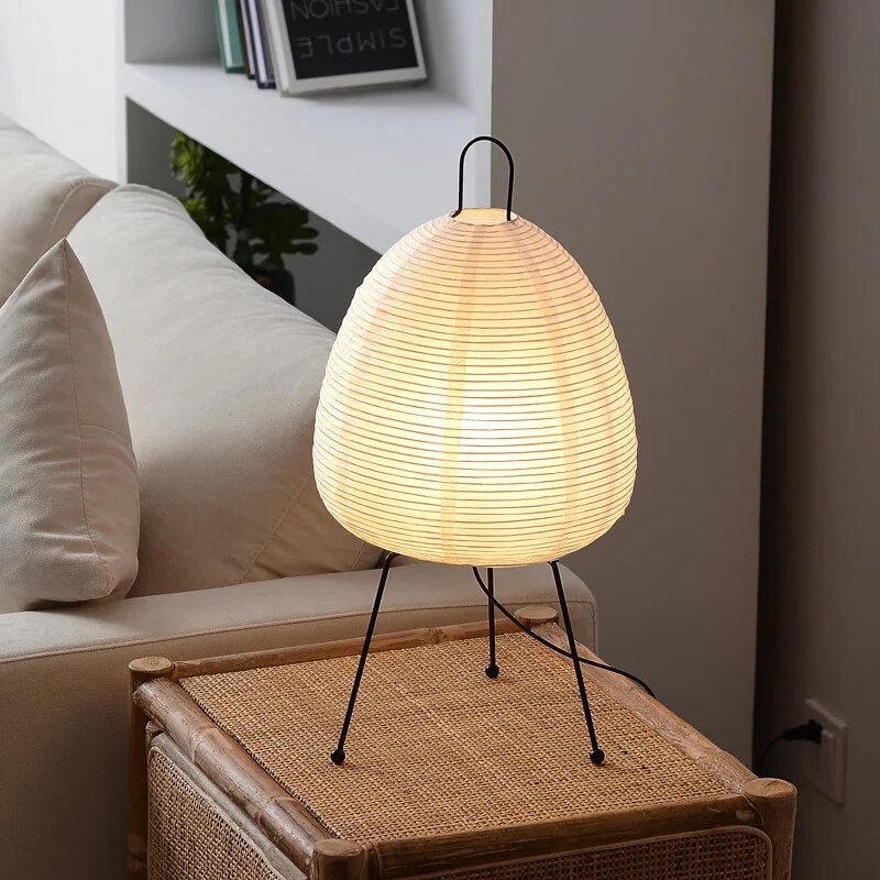 Modern Japanese Paper Lantern Table Lamp With Soft Ambient Lighting